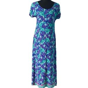 Vintage Tropical Print Rainbow Jo Maui Hawaii Maxi Dress Size Small- Resort